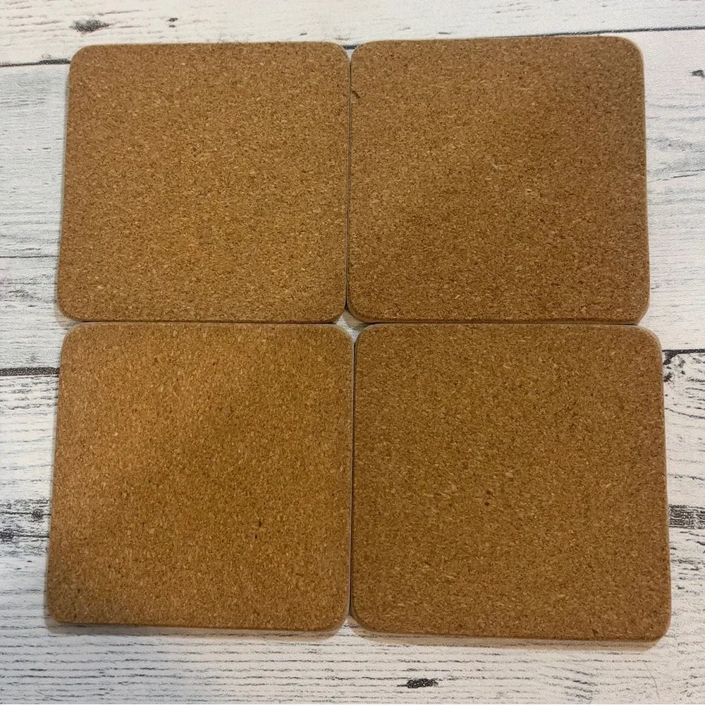 Orbit Innovations Wine Theme Cork Back Square Round Corners Coasters 4 Piece NWT